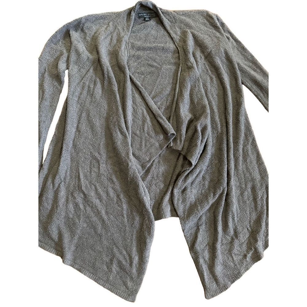 Barefoot Dreams Bamboo Chic Lite Knit cardigan 436 sz S/M Gray - Picture 7 of 8